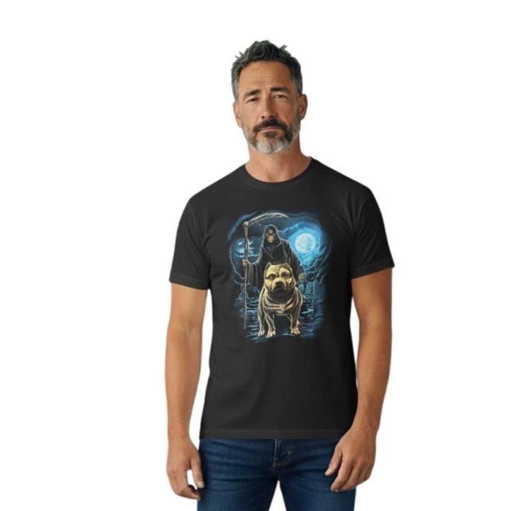 Delta Pro Weight Mens Grim Reaper Pitbull Graphic T-Shirt Black Large L